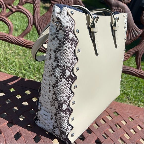 NWT Persaman NY Snake Embossed Leather Handbag Tote With Smaller Bag - Picture 6 of 14